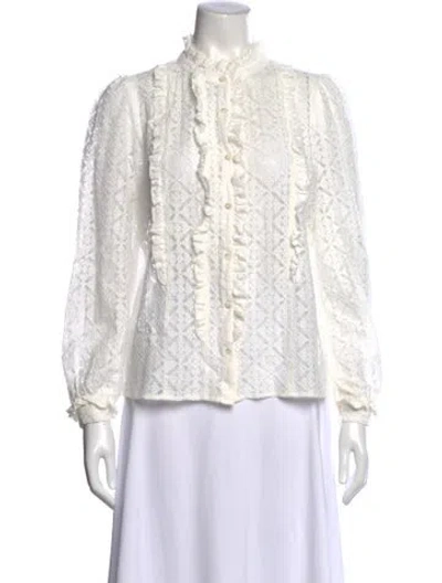 Pre-owned Sézane Lace Pattern Sweater In White