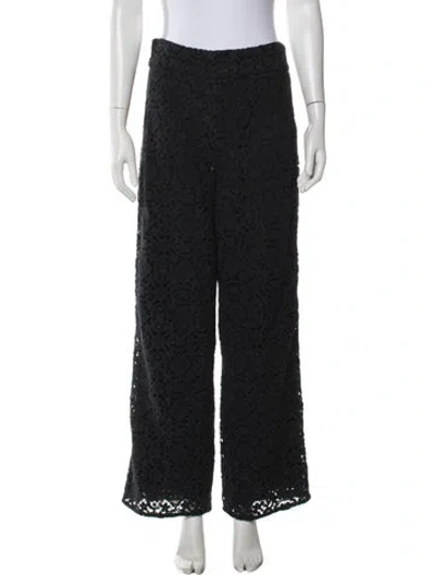 Pre-owned Sézane Lace Pattern Wide Leg Pants In Black