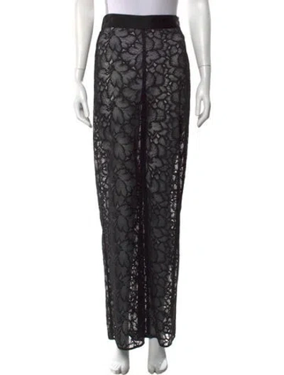 Pre-owned Sézane Lace Pattern Wide Leg Pants In Black