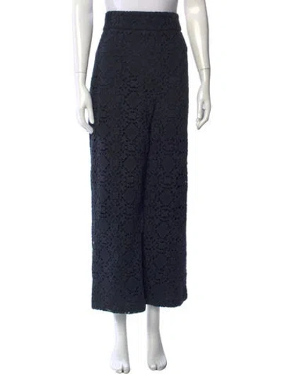 Pre-owned Sézane Lace Pattern Wide Leg Pants In Blue