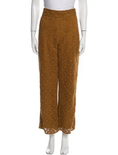 Pre-owned Sézane Lace Pattern Wide Leg Pants In Brown