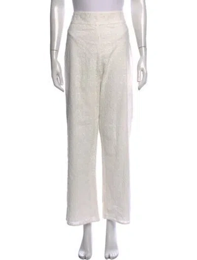 Pre-owned Sézane Lace Pattern Wide Leg Pants In White