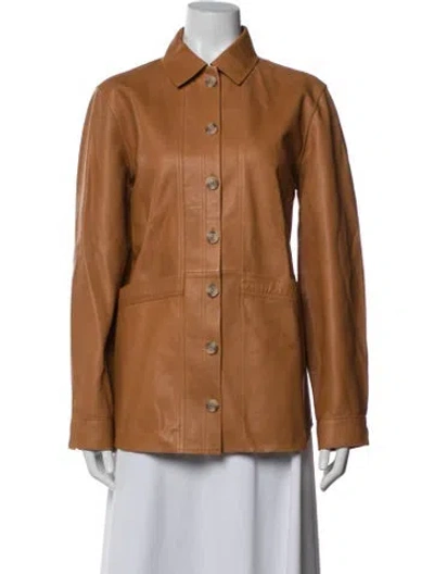 Pre-owned Sézane Lamb Leather Coat In Brown