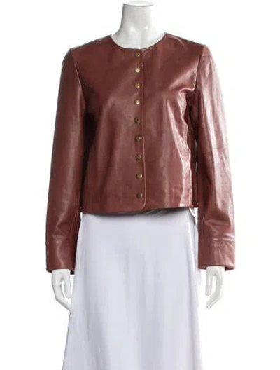 Pre-owned Sézane Lamb Leather Jacket W/ Tags In Brown