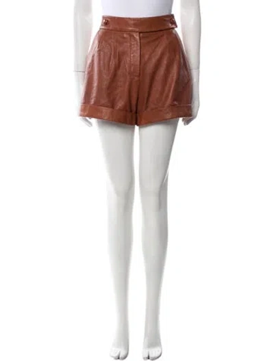 Pre-owned Sézane Lamb Leather Mini Shorts In Brown