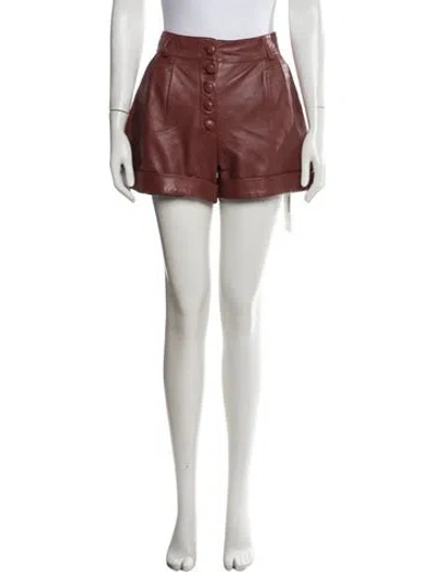 Pre-owned Sézane Lamb Leather Mini Shorts In Burgundy