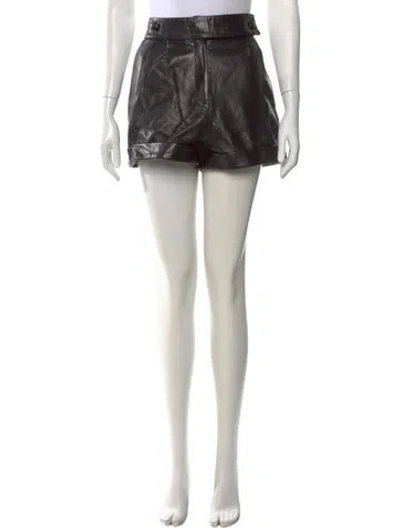 Pre-owned Sézane Lamb Leather Mini Shorts In Green