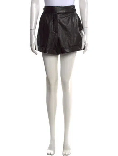 Pre-owned Sézane Lamb Leather Mini Shorts In Green