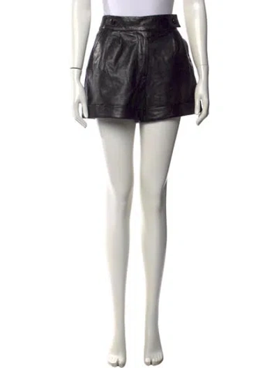 Pre-owned Sézane Lamb Leather Mini Shorts In Green