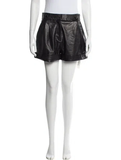 Pre-owned Sézane Lamb Leather Mini Shorts W/ Tags In Black