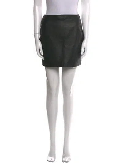 Pre-owned Sézane Lamb Leather Mini Skirt In Black