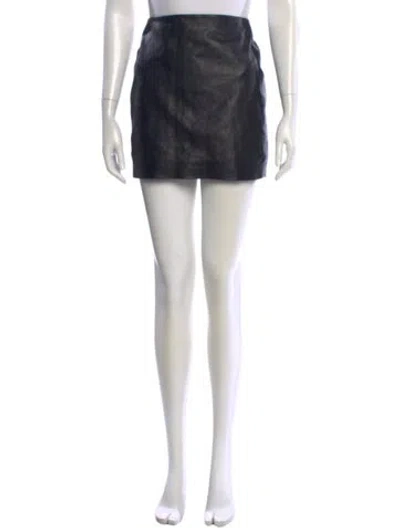 Pre-owned Sézane Lamb Leather Mini Skirt In Black