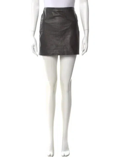 Pre-owned Sézane Lamb Leather Mini Skirt In Black