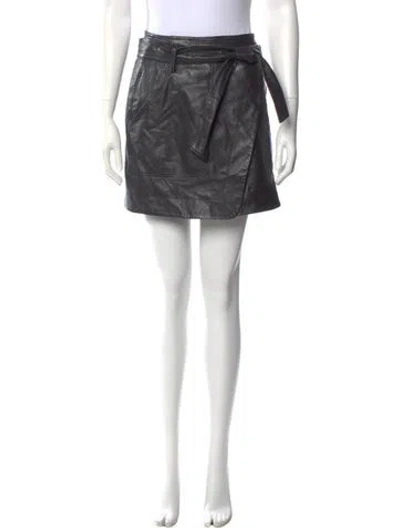 Pre-owned Sézane Lamb Leather Mini Skirt In Black