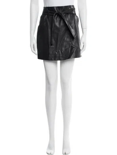 Pre-owned Sézane Lamb Leather Mini Skirt In Black