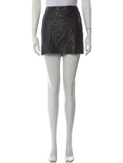 Pre-owned Sézane Lamb Leather Mini Skirt In Black