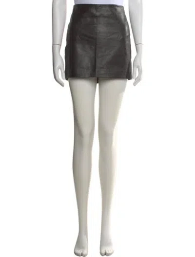 Pre-owned Sézane Lamb Leather Mini Skirt In Black