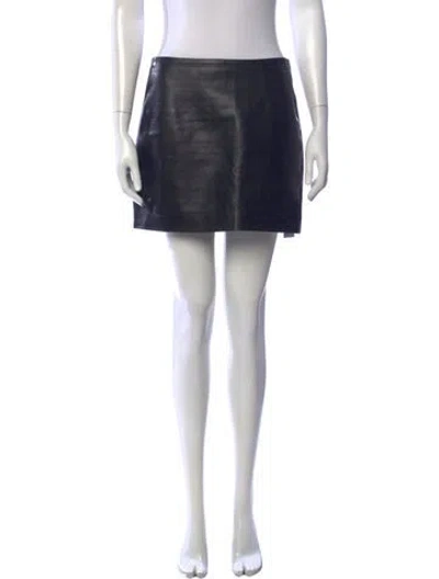 Pre-owned Sézane Lamb Leather Mini Skirt In Black