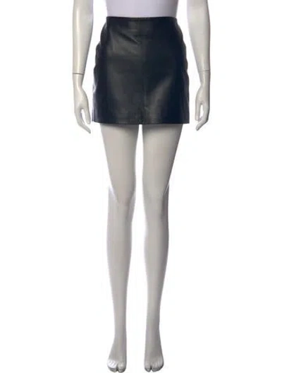 Pre-owned Sézane Lamb Leather Mini Skirt In Black