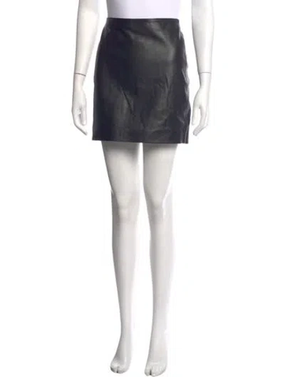 Pre-owned Sézane Lamb Leather Mini Skirt In Black