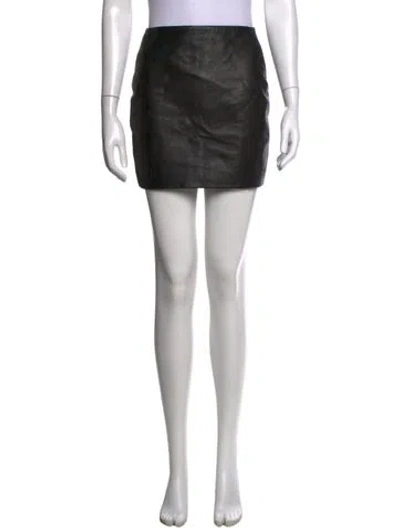 Pre-owned Sézane Lamb Leather Mini Skirt In Black