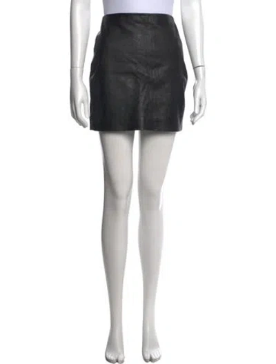 Pre-owned Sézane Lamb Leather Mini Skirt W/ Tags In Black