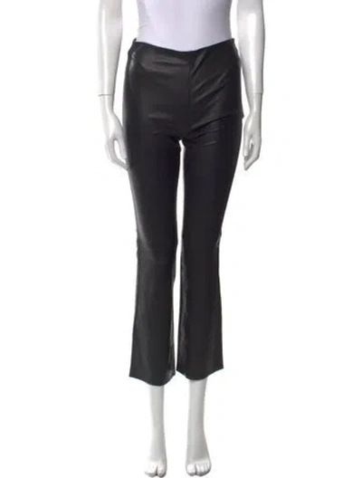 Pre-owned Sézane Lamb Leather Straight Leg Pants In Black