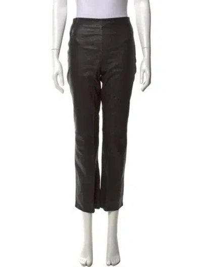 Pre-owned Sézane Lamb Leather Straight Leg Pants In Black