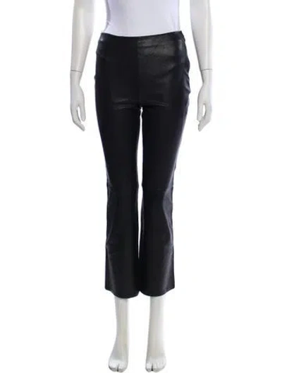 Pre-owned Sézane Lamb Leather Straight Leg Pants In Blue