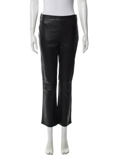 Pre-owned Sézane Lamb Leather Straight Leg Pants In Gray