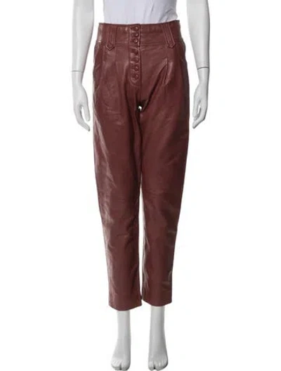 Pre-owned Sézane Lamb Leather Straight Leg Pants In Red