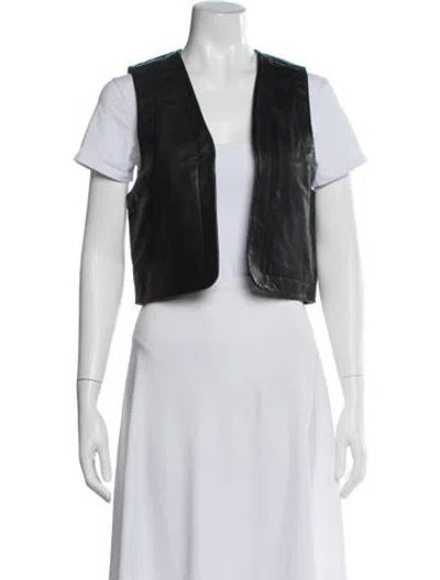 Pre-owned Sézane Lamb Leather Vest W/ Tags In Black/white