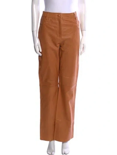 Pre-owned Sézane Lamb Leather Wide Leg Pants W/ Tags In Neutral