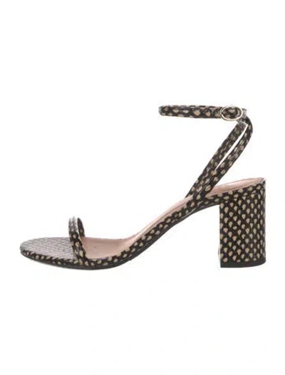 Pre-owned Sézane Leather Animal Print Sandals In Black