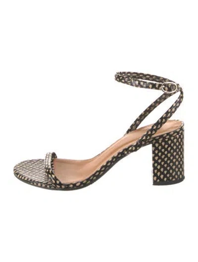 Pre-owned Sézane Leather Animal Print Sandals In Black