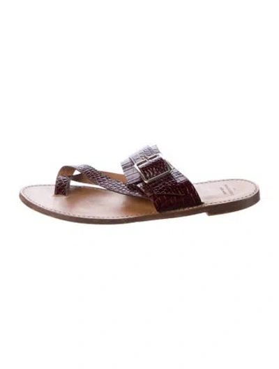 Pre-owned Sézane Leather Animal Print Slides In Brown