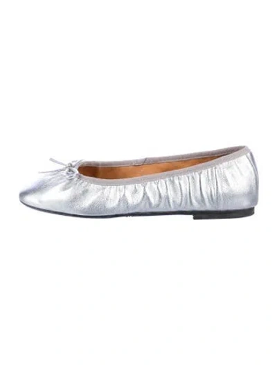 Pre-owned Sézane Leather Ballet Flats In Silver