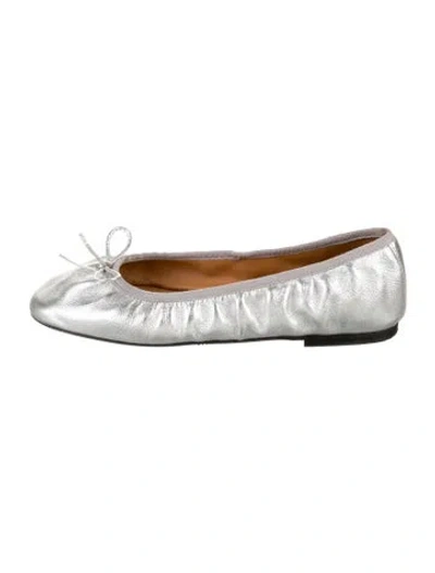 Pre-owned Sézane Leather Ballet Flats In Silver