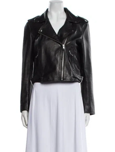 Pre-owned Sézane Leather Biker Jacket In Black