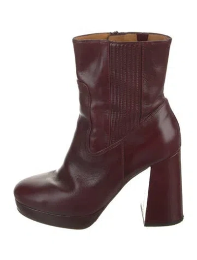 Pre-owned Sézane Leather Boots In Burgundy