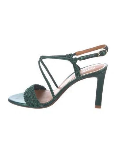 Pre-owned Sézane Leather Braided Accents Sandals In Green
