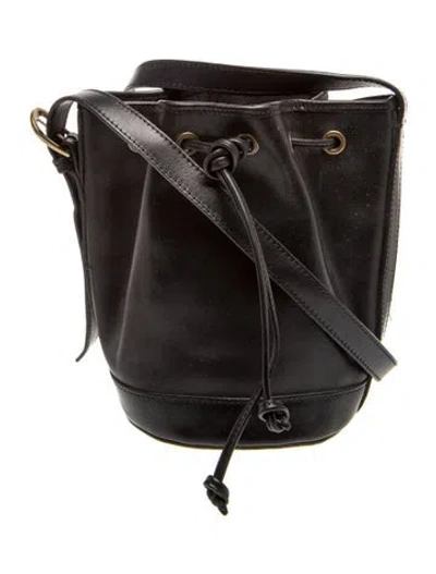 Pre-owned Sézane Leather Bucket Bag In Black