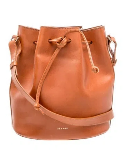Pre-owned Sézane Leather Bucket Bag In Brown