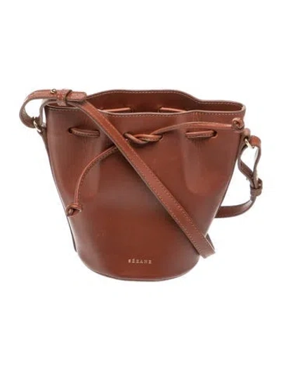Pre-owned Sézane Leather Bucket Bag In Brown