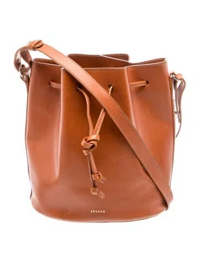 Pre-owned Sézane Leather Bucket Bag In Brown
