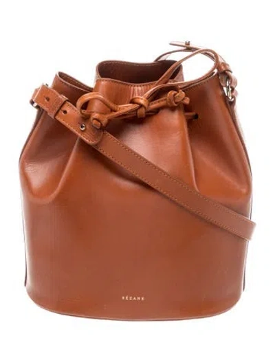 Pre-owned Sézane Leather Bucket Bag In Brown