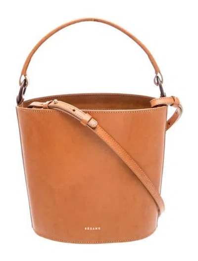 Pre-owned Sézane Leather Bucket Bag In Brown