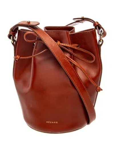 Pre-owned Sézane Leather Bucket Bag In Brown