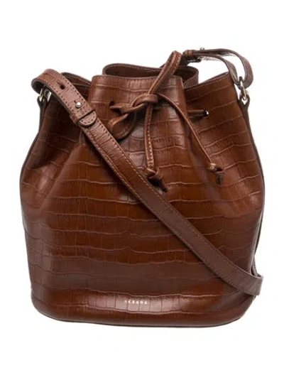 Pre-owned Sézane Leather Bucket Bag In Brown