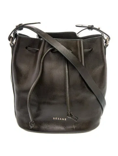 Pre-owned Sézane Leather Bucket Bag In Green